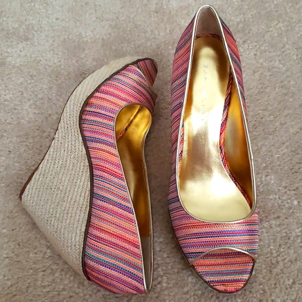 New! Bandolino "Wiskle" Colorful Espadrille Wedge Sandal (10)